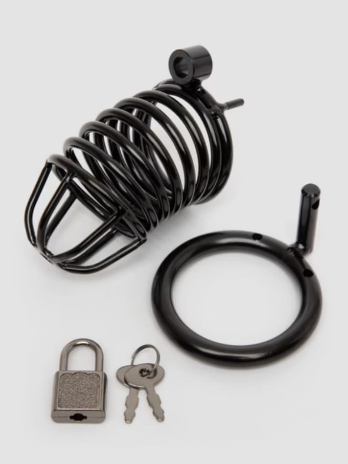Steel Lock Chastity Cage for Men – Black Metal Secure Design 4.5 Inch